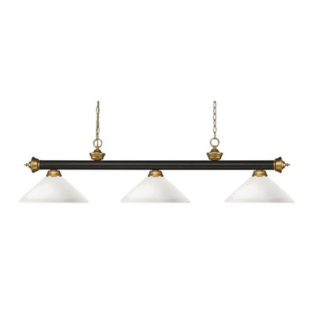 Z-LITE Riviera 3 Light Billiard Light, Bronze + Satin Gold & Matte Opal 200-3BRZ+SG-AMO14